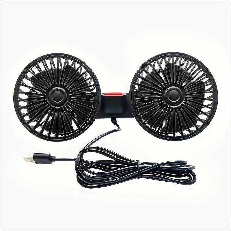 Autoventilator 360° °   3-geschwindigkeit Auto Sitz Zurück Lüfter USB Ladung Dual Kopf Fan Einstellbare Rotation Hals Kühler für Auto Hause zubehör