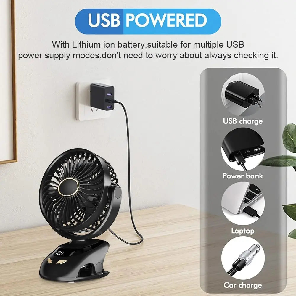 Kleiner Schreibtisch clip am Ventilator, tragbarer persönlicher USB-Clip-Lüfter für Home-Office-Reise bett Kinderwagen Camping Outdoor Golf wagen Fan