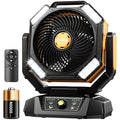 20000 mAh Akku Campingventilator mit 4 LED-Laterne, 8 Geschwindigkeiten, Schreibtischventilator, tragbarer Outdoor-Ventilator für Campingzelt und Angeln im Freien