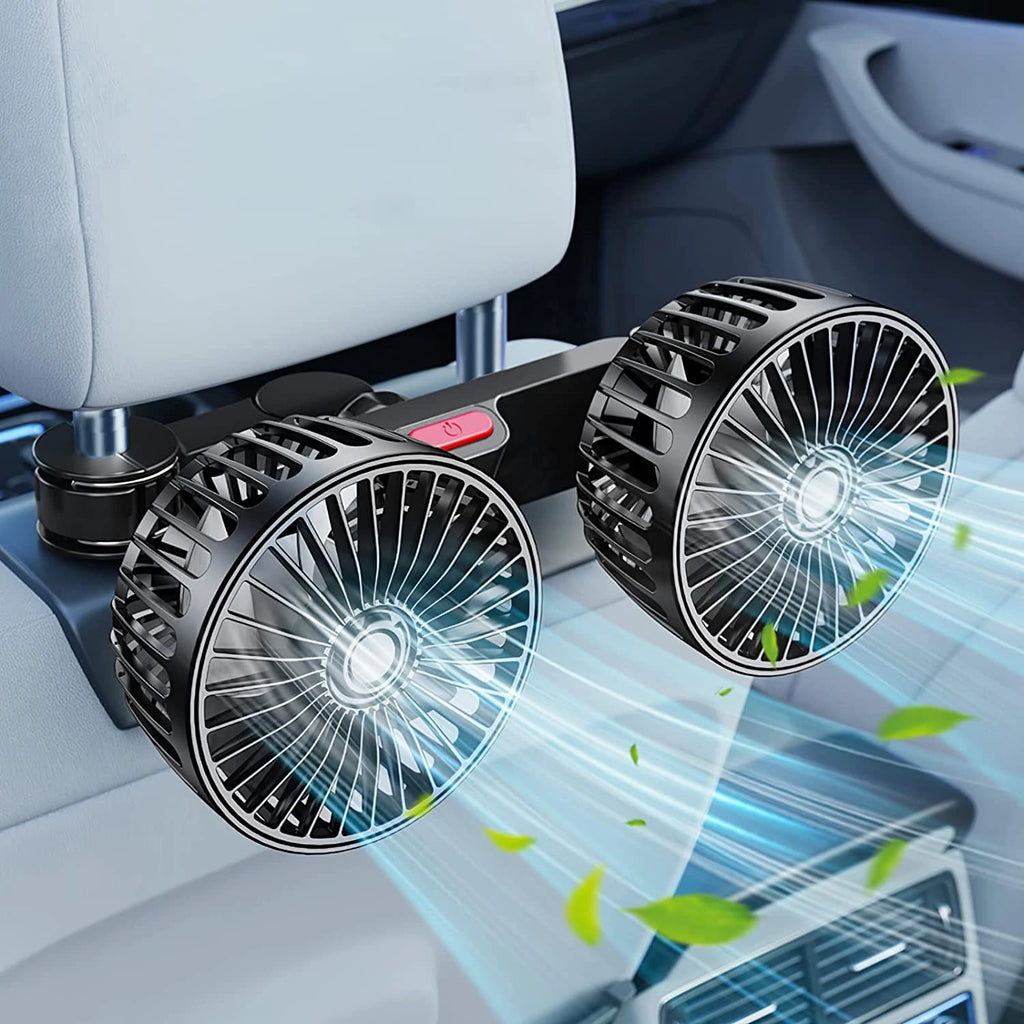 Autoventilator 360° °   3-geschwindigkeit Auto Sitz Zurück Lüfter USB Ladung Dual Kopf Fan Einstellbare Rotation Hals Kühler für Auto Hause zubehör