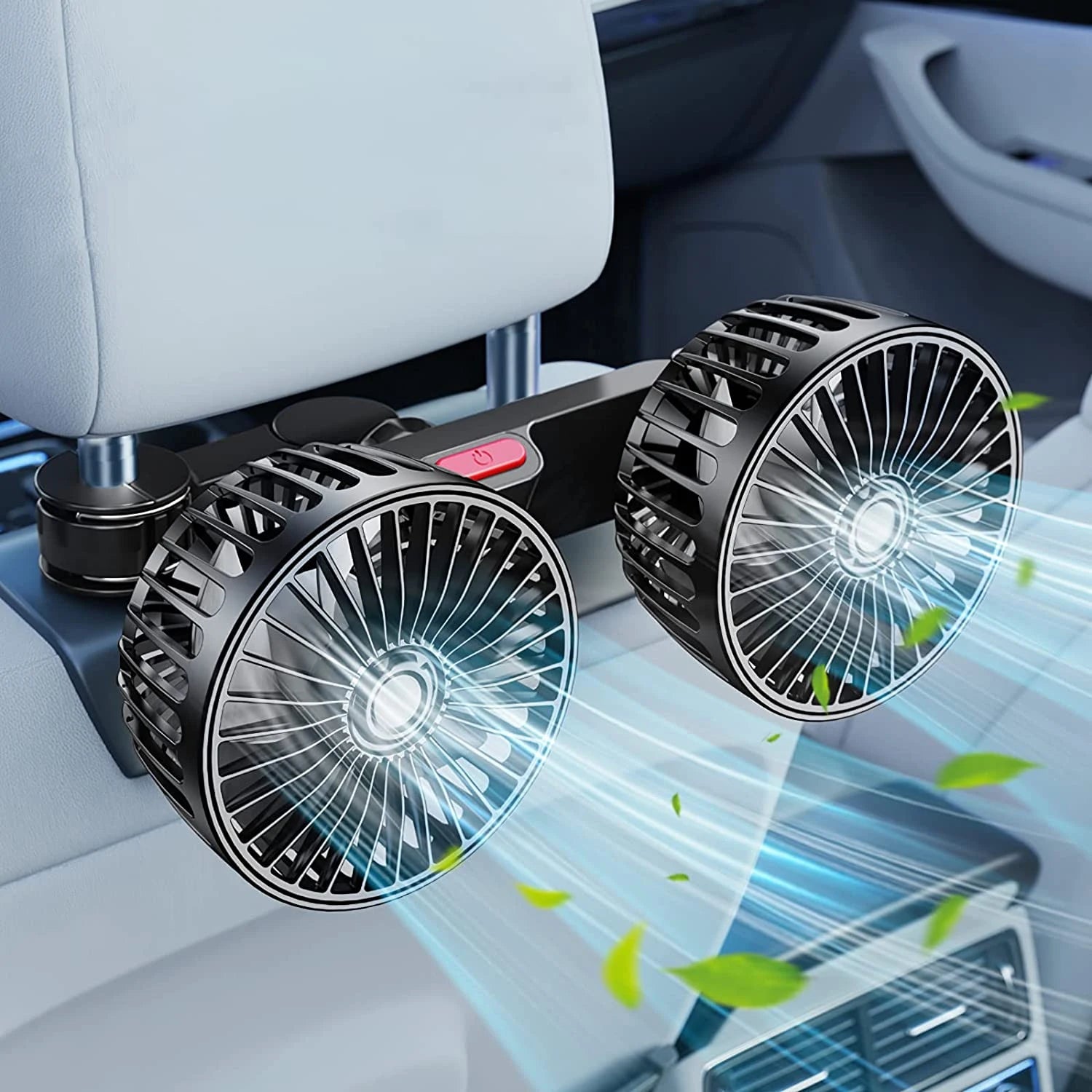 Autoventilator 360° °   3-geschwindigkeit Auto Sitz Zurück Lüfter USB Ladung Dual Kopf Fan Einstellbare Rotation Hals Kühler für Auto Hause zubehör
